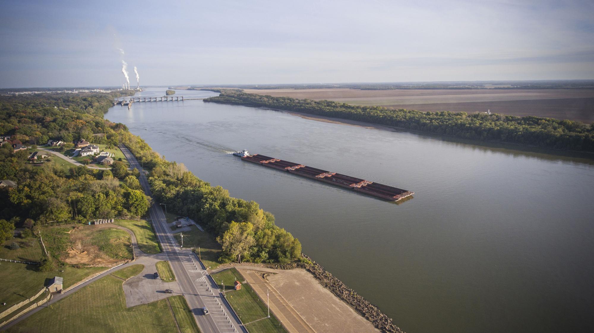 Newburgh Indiana - Ohio River Aerial Barge and Alcoa